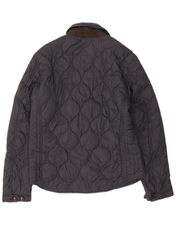 Massimo Dutti Mens Quilted Jacket UK 40 Large Navy Blue Nylon