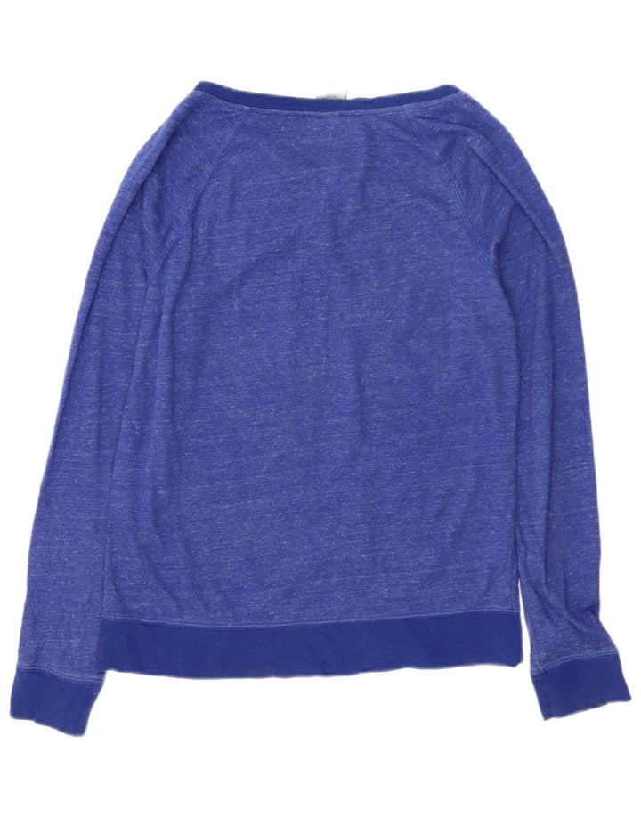CHAMPION Womens Sweatshirt Jumper UK 14 Medium Blue Flecked Cotton