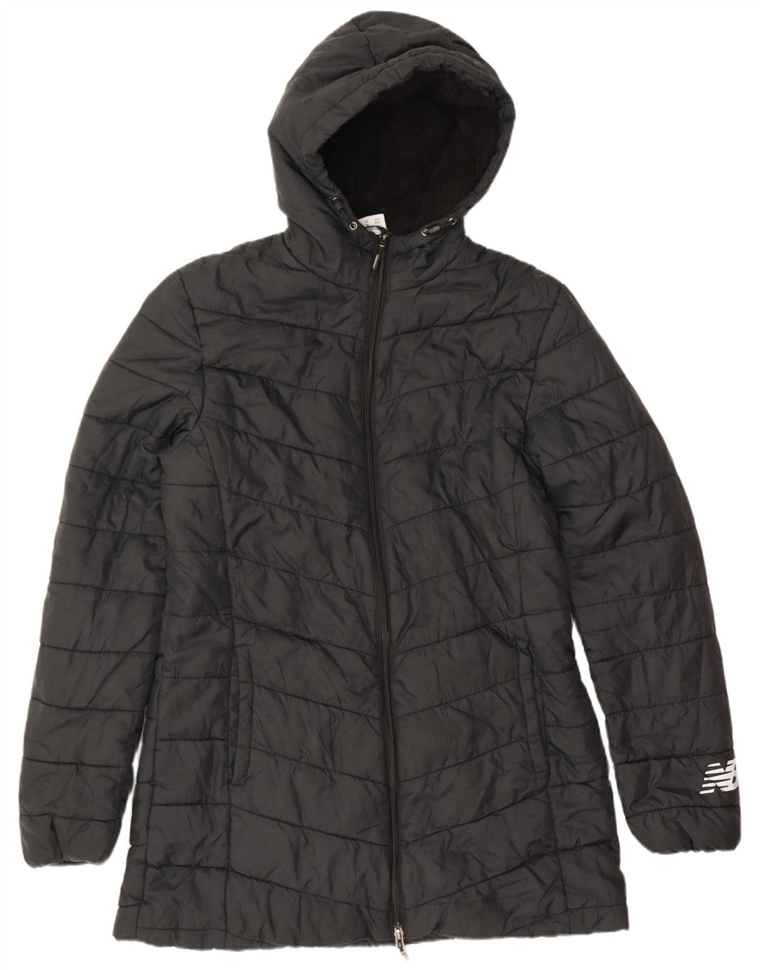 New Balance Mens Hooded Padded Coat UK 12 Medium Black Polyester