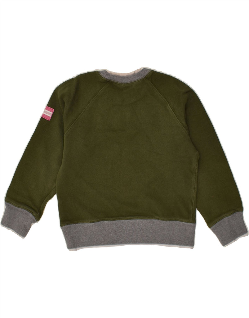 NAPAPIJRI Girls Sweatshirt Jumper 5-6 Years Khaki Cotton | Vintage Napapijri | Thrift | Second-Hand Napapijri | Used Clothing | Messina Hembry 