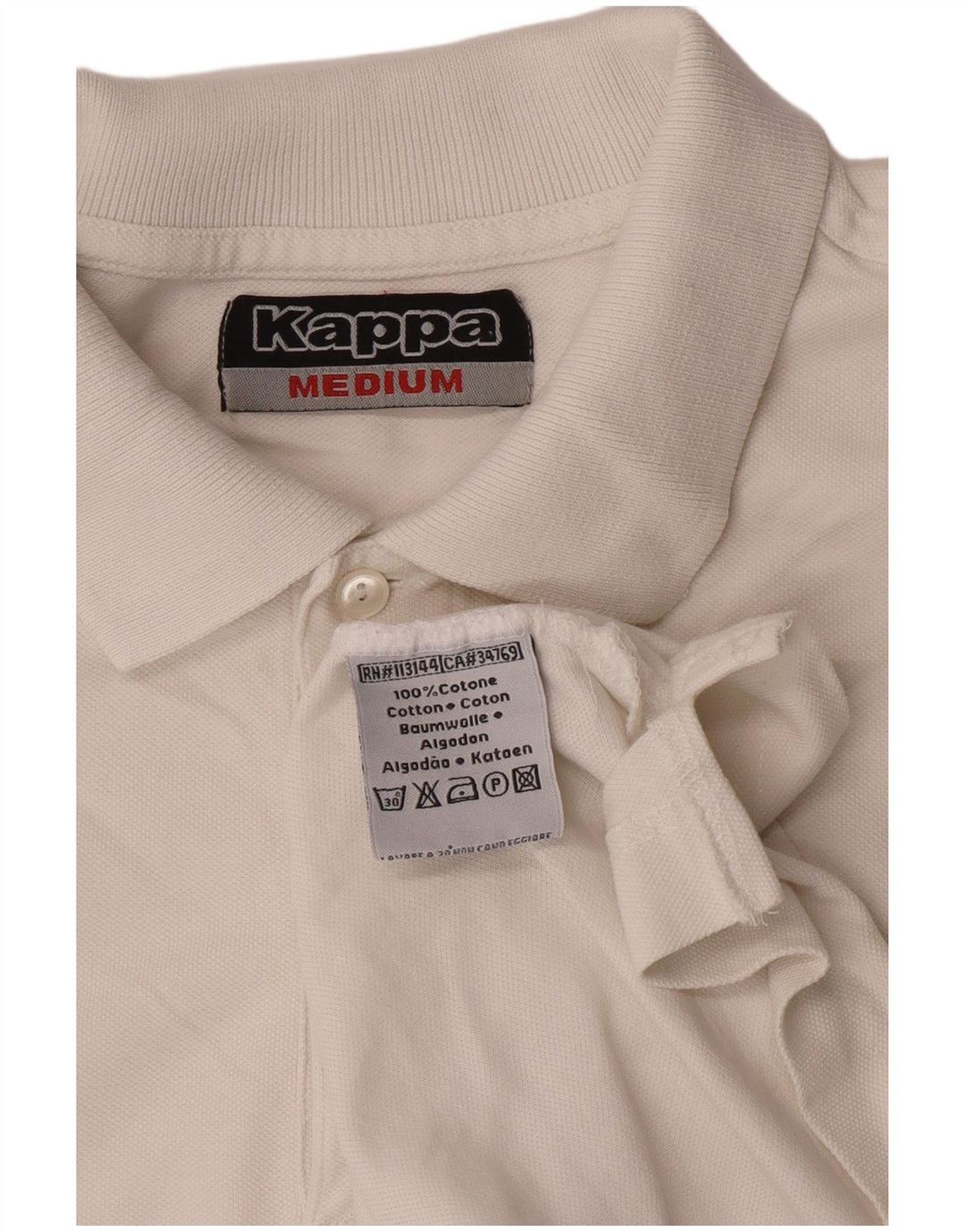 Kappa Mens Polo Shirt Medium White Cotton