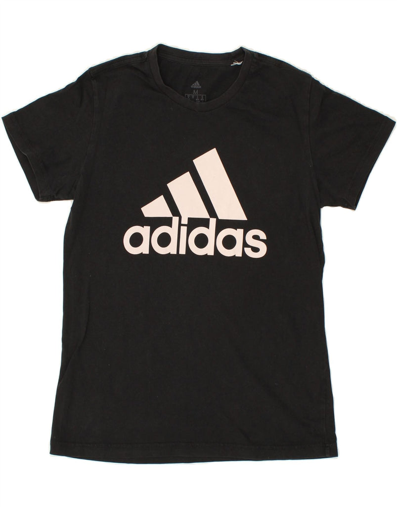 ADIDAS Womens Graphic T-Shirt Top UK 12/14 Medium Black | Vintage Adidas | Thrift | Second-Hand Adidas | Used Clothing | Messina Hembry 