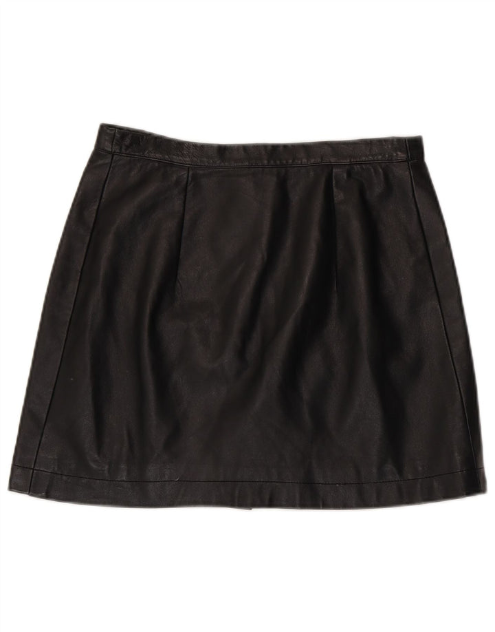 Vintage Womens Mini Leather Skirt W30 Medium Black