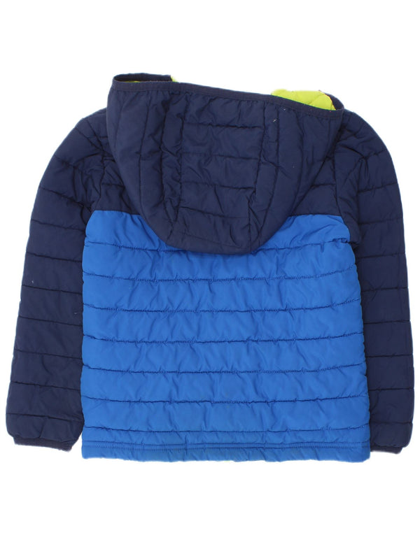 Columbia Boys Hooded Padded Jacket 6-7 Years XS Navy Blue Colourblock