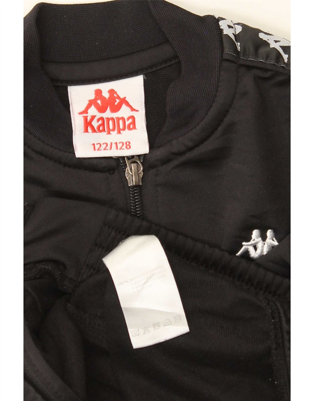 Kappa Boys Graphic Tracksuit Top Jacket 7-8 Years Black Polyester