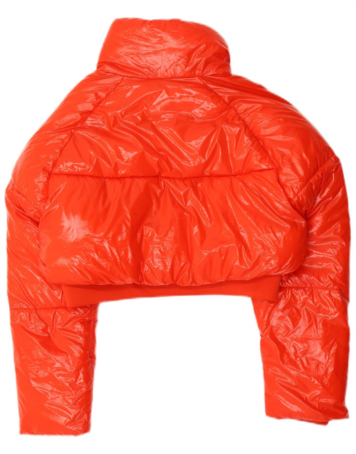 Zara Womens Crop Padded Jacket UK 14 Medium Orange Polyester