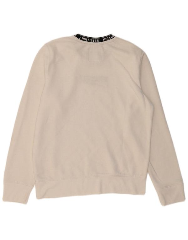 HOLLISTER Mens Graphic Sweatshirt Jumper Medium White Cotton