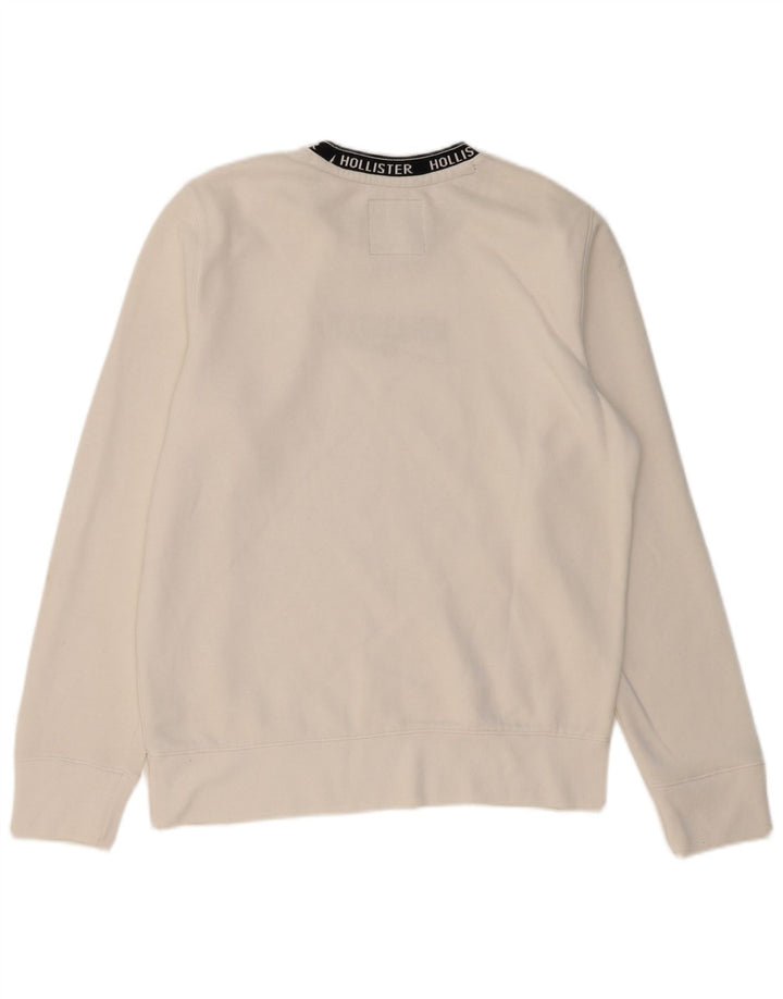 HOLLISTER Mens Graphic Sweatshirt Jumper Medium White Cotton