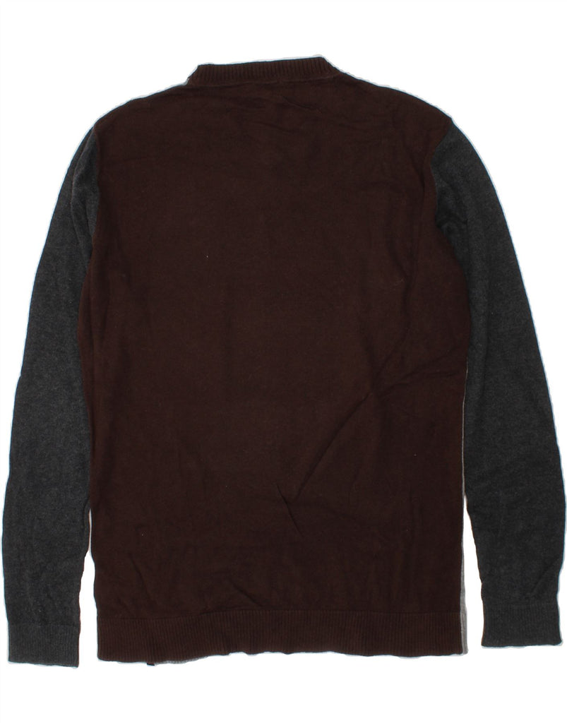 HUGO BOSS Boys V-Neck Jumper Sweater 15-16 Years Grey Colourblock Cotton Vintage Hugo Boss and Second-Hand Hugo Boss from Messina Hembry 