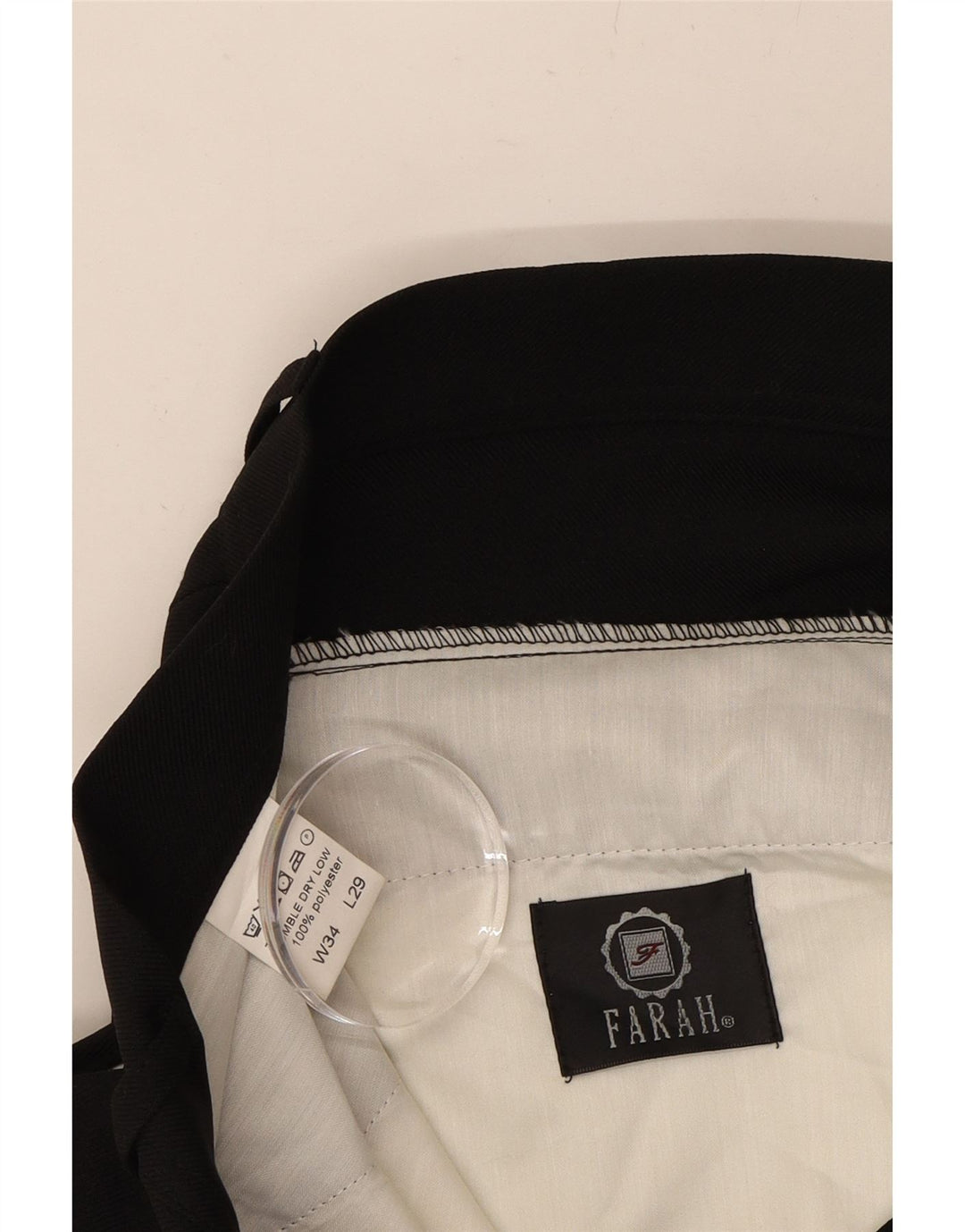 FARAH Womens Straight Casual Trousers W34 L29 Black Polyester Vintage Farah and Second-Hand Farah from Messina Hembry 