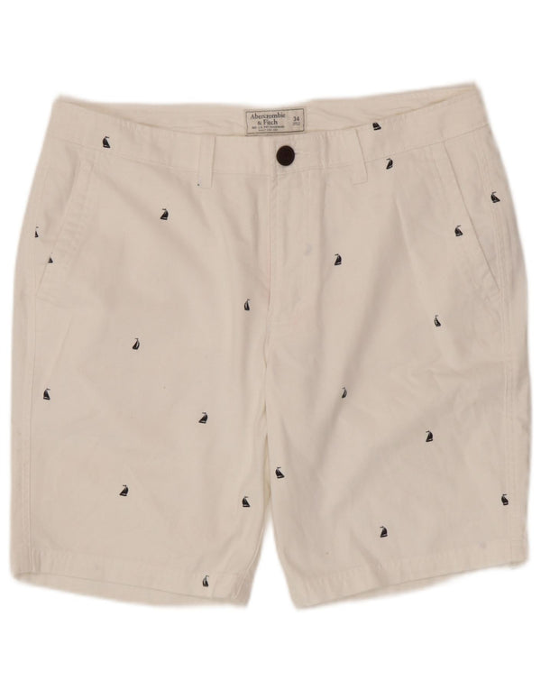 Abercrombie & Fitch Mens Graphic Chino Shorts W34 Large  White Cotton