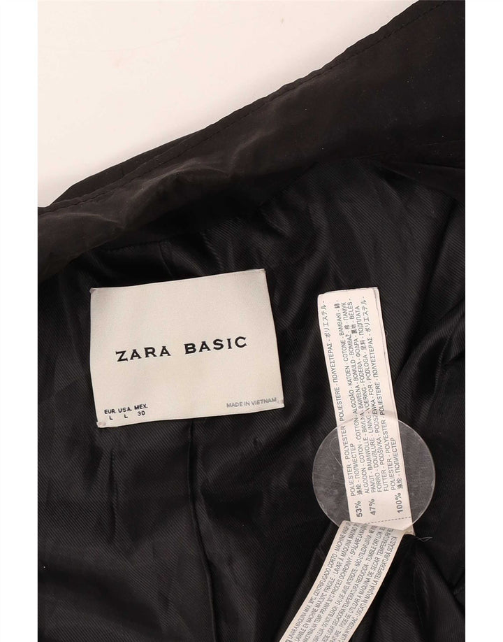 Zara Womens Open Overcoat UK 16 Large Black Polyester