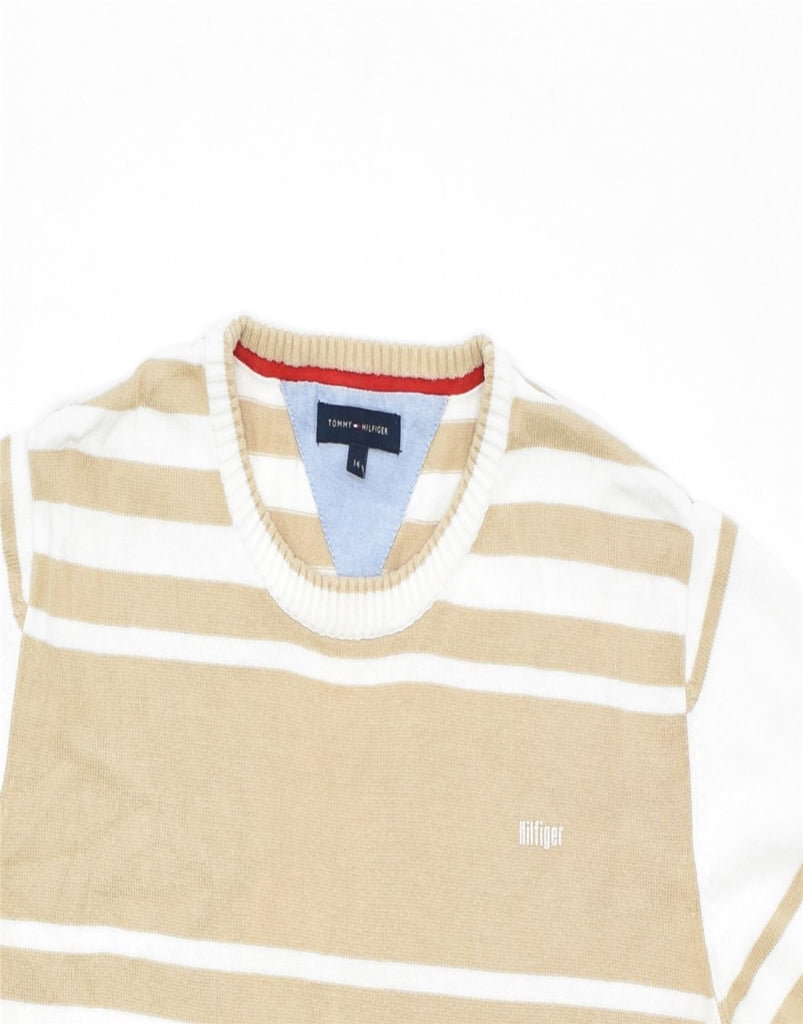 TOMMY HILFIGER Boys Oversized Crew Neck Jumper Sweater 13-14 Years Beige | Vintage | Thrift | Second-Hand | Used Clothing | Messina Hembry 