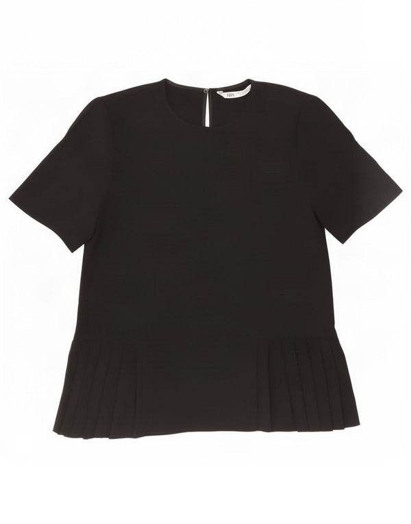 Zara Womens Blouse Top UK 10 Small Black