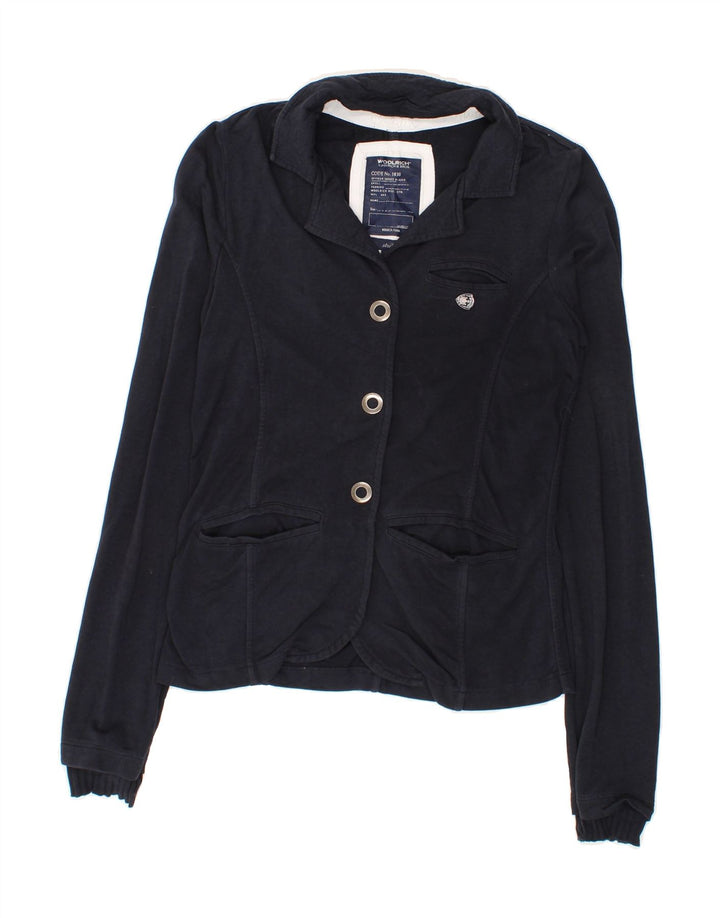 WOOLRICH Womens Blazer Jacket UK 10 Small Navy Blue Cotton Vintage Woolrich and Second-Hand Woolrich from Messina Hembry 
