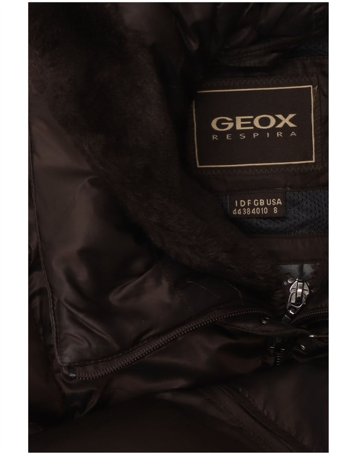 Geox Womens Respira Hooded Padded Jacket UK 10 Small Brown