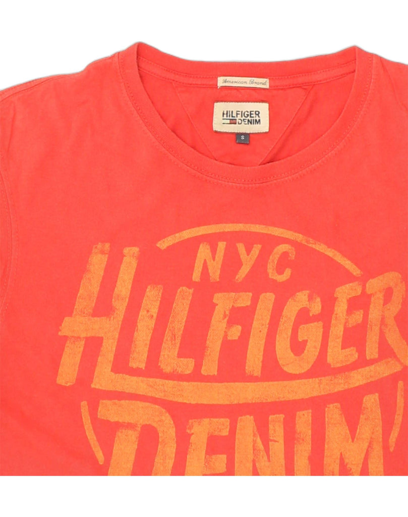 TOMMY HILFIGER Mens Graphic T-Shirt Top Small Red Cotton | Vintage Tommy Hilfiger | Thrift | Second-Hand Tommy Hilfiger | Used Clothing | Messina Hembry 