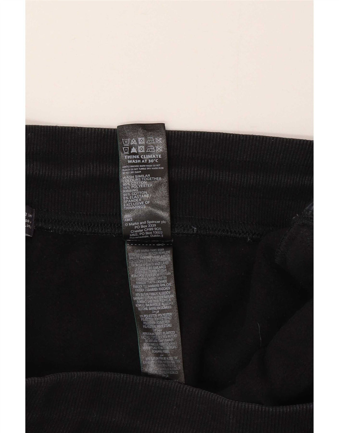 Marks & Spencer Womens Tracksuit Trousers Joggers UK 12 Medium Black Cotton