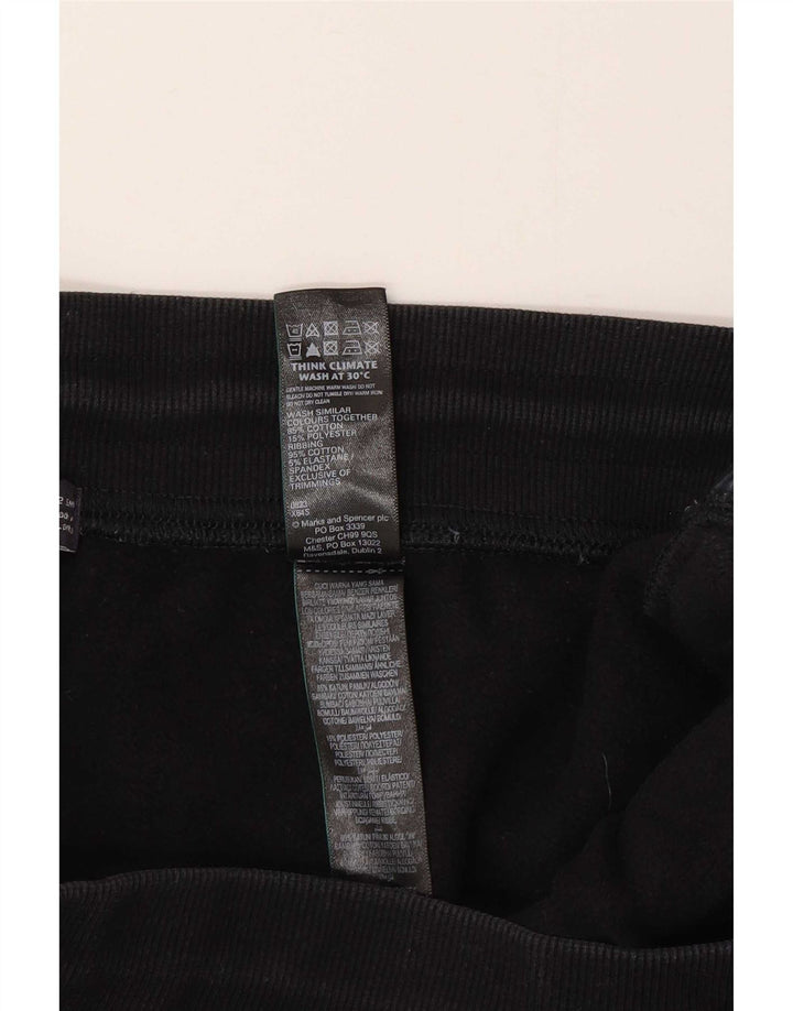 Marks & Spencer Womens Tracksuit Trousers Joggers UK 12 Medium Black Cotton