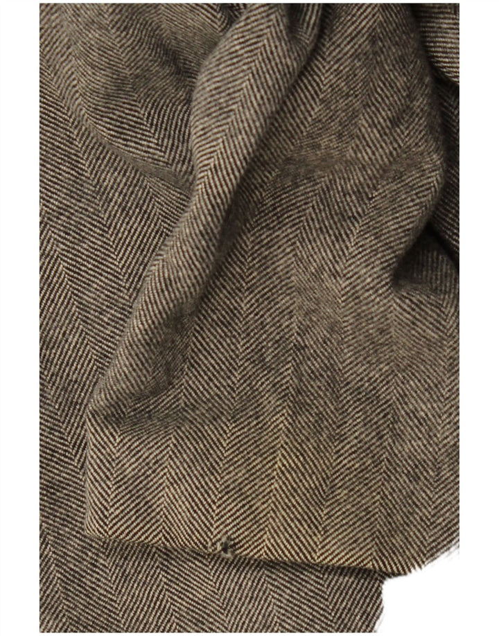 Aquascutum Womens Overcoat UK 8 Small Grey Herringbone Lambswool