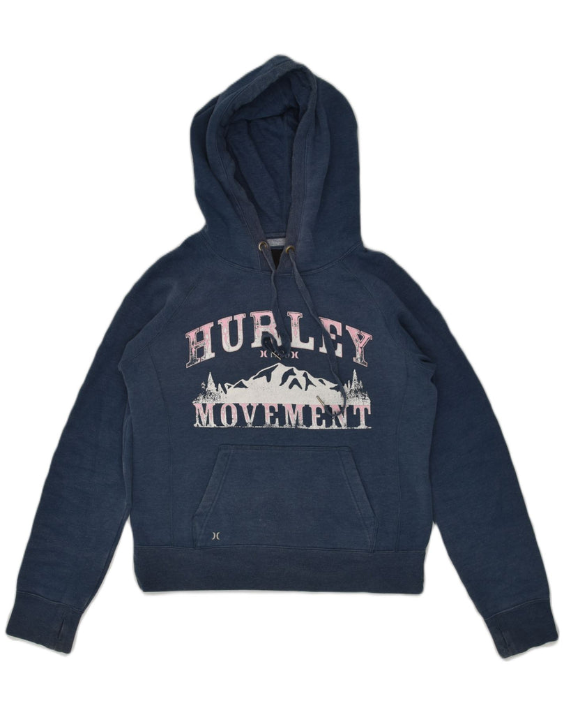 HURLEY Womens Graphic Hoodie Jumper Medium Blue Cotton | Vintage Hurley | Thrift | Second-Hand Hurley | Used Clothing | Messina Hembry 