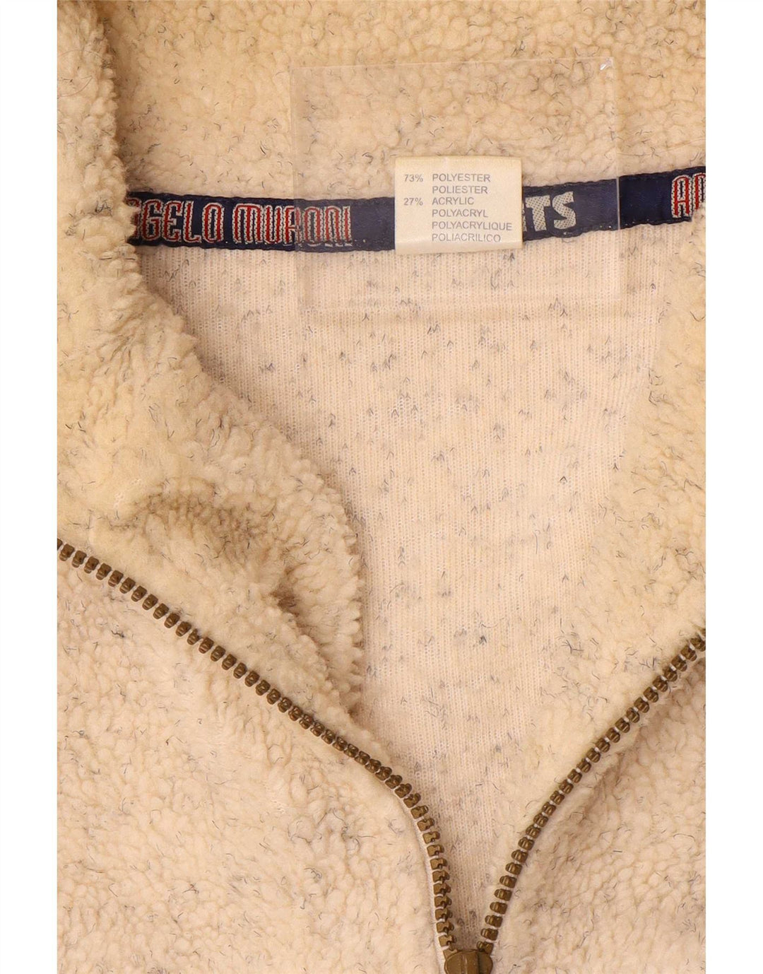 Angelo Muroni Mens Zip Neck Fleece Jumper XL Beige Flecked Polyester