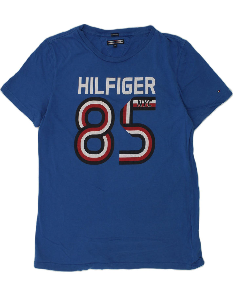 TOMMY HILFIGER Boys Graphic T-Shirt Top 15-16 Years Blue Cotton | Vintage Tommy Hilfiger | Thrift | Second-Hand Tommy Hilfiger | Used Clothing | Messina Hembry 