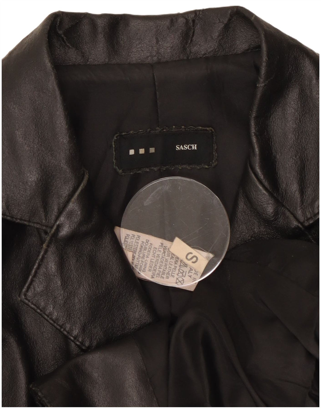 Sasch Womens 2 Button Leather Blazer Jacket UK 10 Small Black Leather
