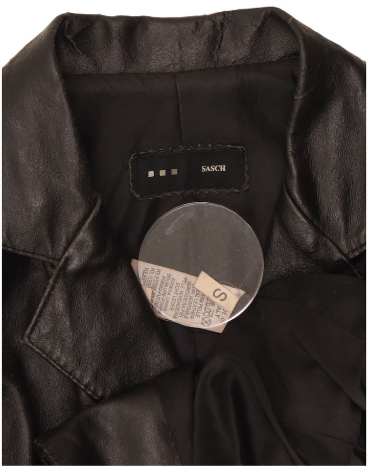 Sasch Womens 2 Button Leather Blazer Jacket UK 10 Small Black Leather