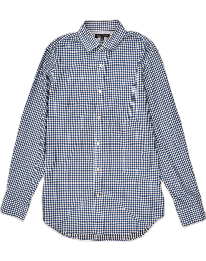 BANANA REPUBLIC Mens NON - IRON Classic Fit Shirt Medium Blue Gingham | Vintage Banana Republic | Thrift | Second-Hand Banana Republic | Used Clothing | Messina Hembry 