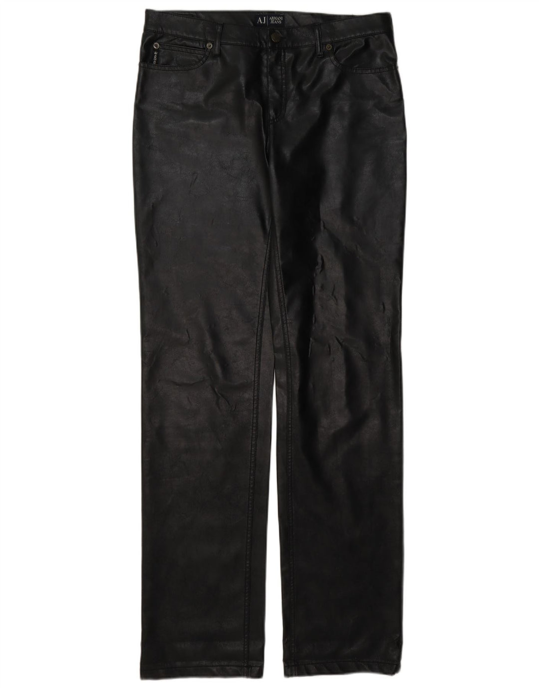 Armani Womens Leather Trousers W30 L35 Black