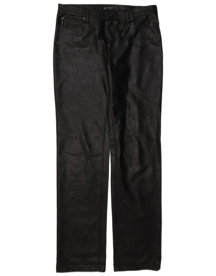 Armani Womens Leather Trousers W30 L35 Black