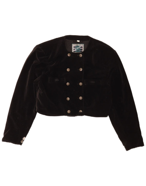 Ann Christine Womens Double Breasted Velvet Bolero Jacket UK 16 Large Black