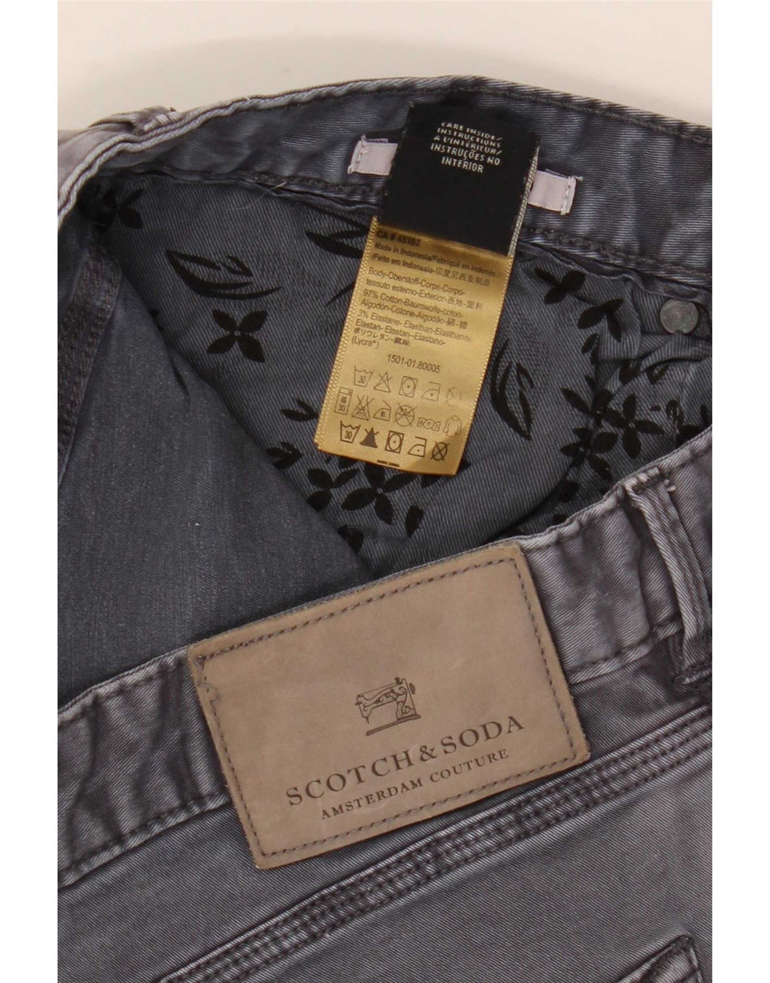 Scotch & Soda Mens Slim Jeans W32 L32 Grey Cotton