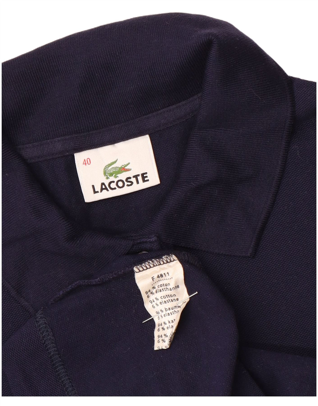 Lacoste Womens Polo Shirt Size 40 Medium Navy Blue Cotton