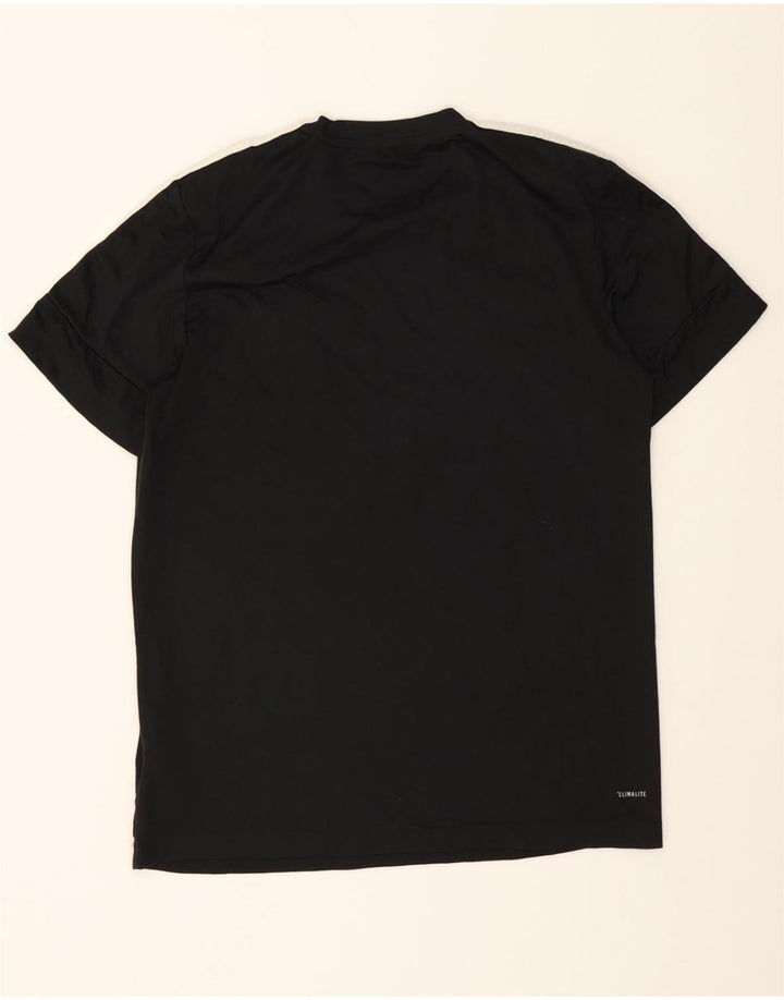 ADIDAS Mens Climalite Graphic T-Shirt Top Medium Black Polyester Vintage Adidas and Second-Hand Adidas from Messina Hembry 