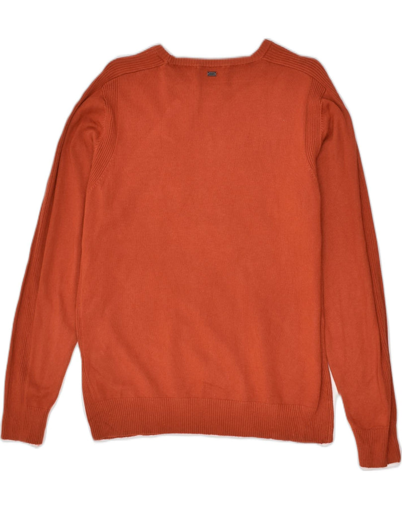 LIU JO Mens Crew Neck Jumper Sweater Medium Orange Viscose | Vintage Liu Jo | Thrift | Second-Hand Liu Jo | Used Clothing | Messina Hembry 