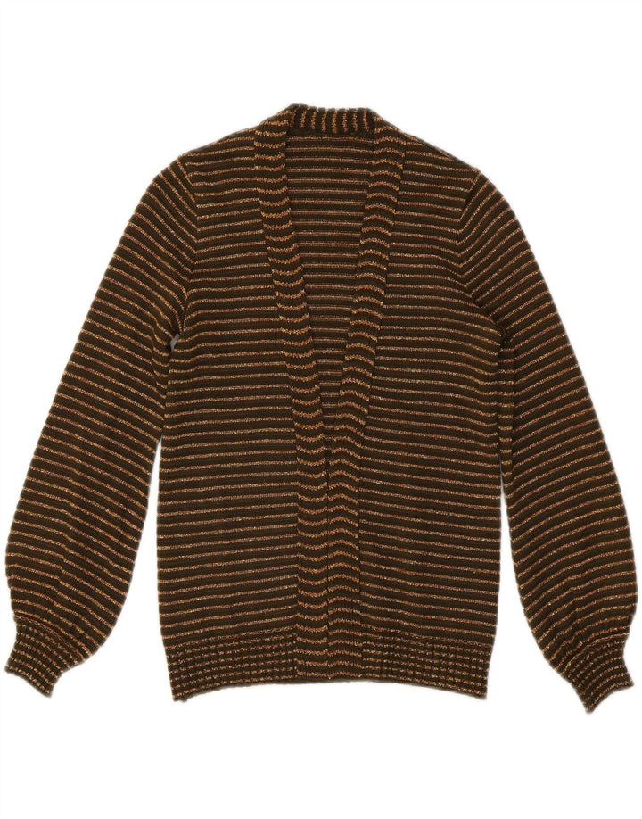 VINTAGE Womens Open Cardigan Sweater UK 8 Small Brown Striped Vintage Vintage and Second-Hand Vintage from Messina Hembry 