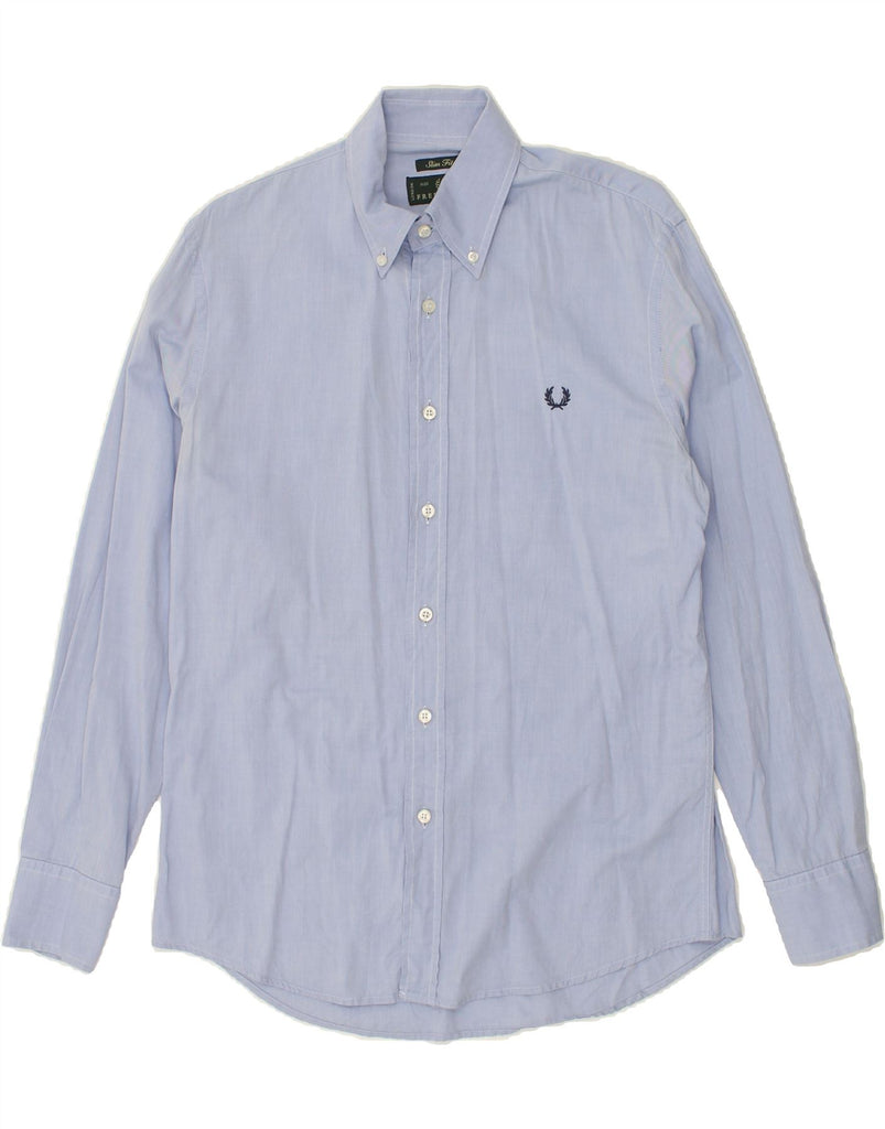 FRED PERRY Mens Slim Fit Shirt Medium Blue Cotton | Vintage Fred Perry | Thrift | Second-Hand Fred Perry | Used Clothing | Messina Hembry 