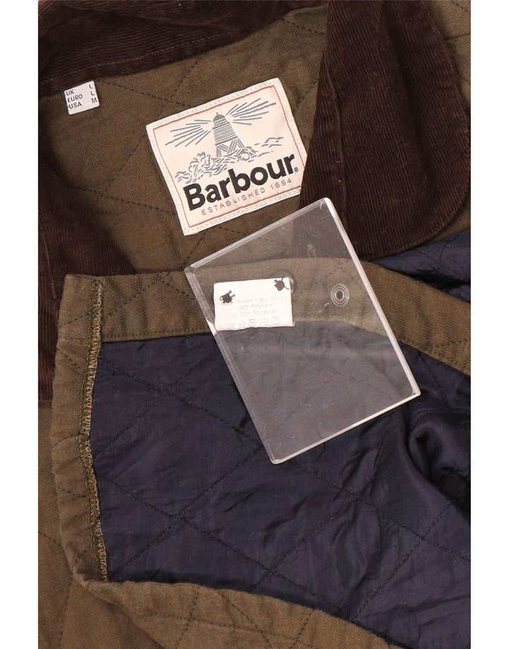 Barbour Mens Quilted Jacket UK 40 Large Khaki Cotton