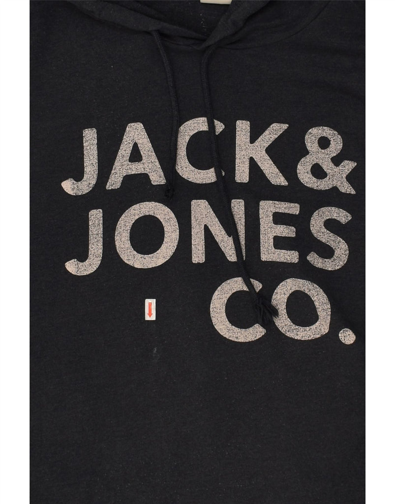 JACK & JONES Mens Graphic Hoodie Jumper Large Navy Blue Cotton | Vintage Jack & Jones | Thrift | Second-Hand Jack & Jones | Used Clothing | Messina Hembry 