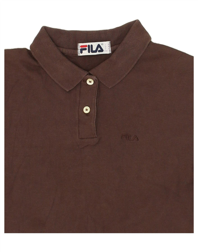 FILA Womens Crop Polo Shirt IT 46 Large Brown Vintage Fila and Second-Hand Fila from Messina Hembry 