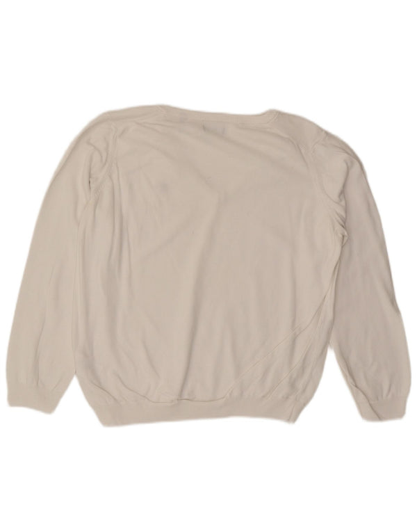 Gant Womens V-Neck Jumper Sweater UK 18 XL White Cotton