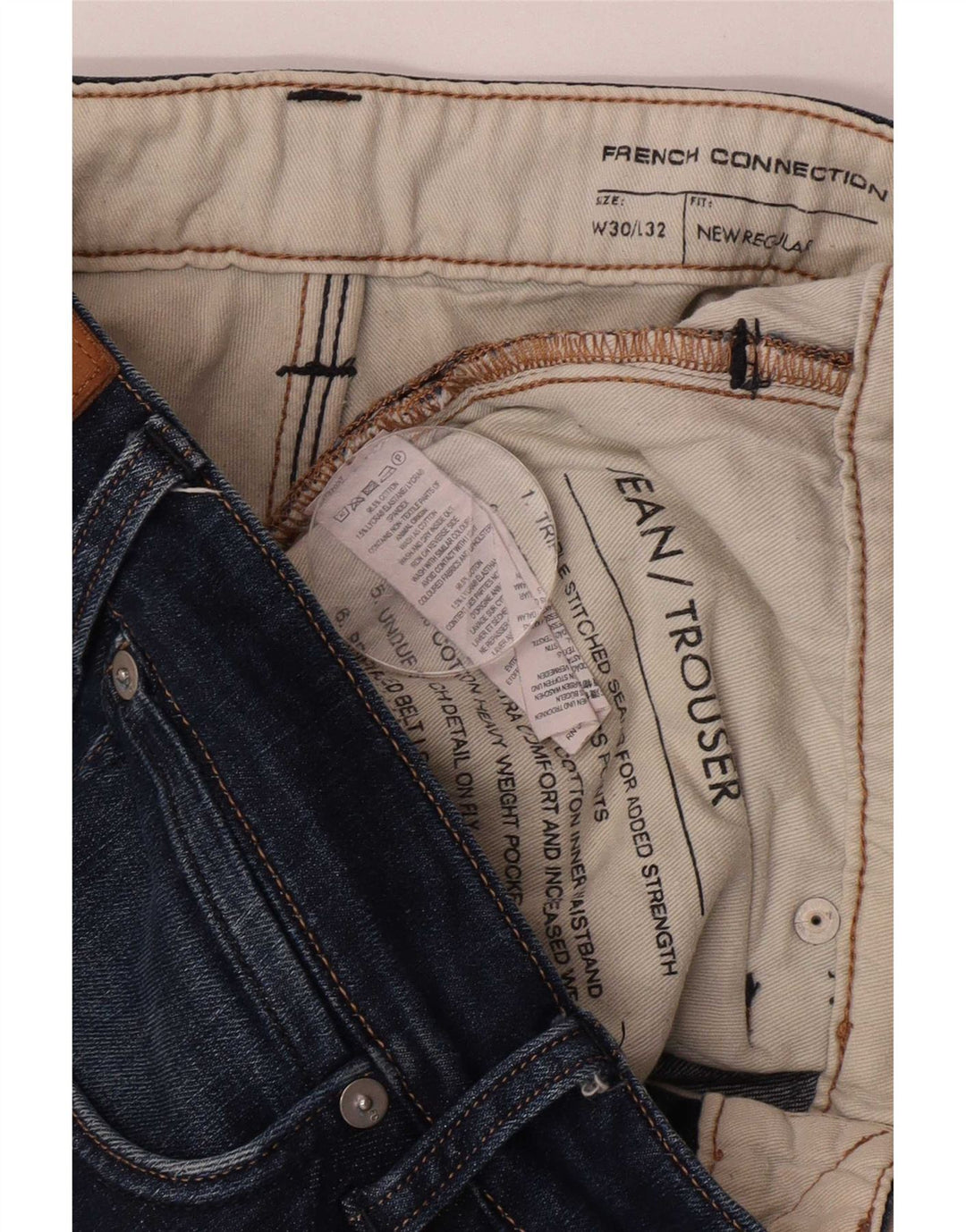 French Connection Mens Regular Straight Jeans W30 L32 Navy Blue Cotton