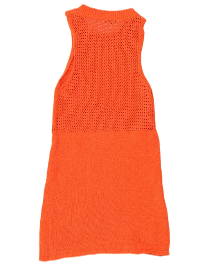 ZARA Womens Sleeveless Jumper Dress UK 8 Small Orange Polyester