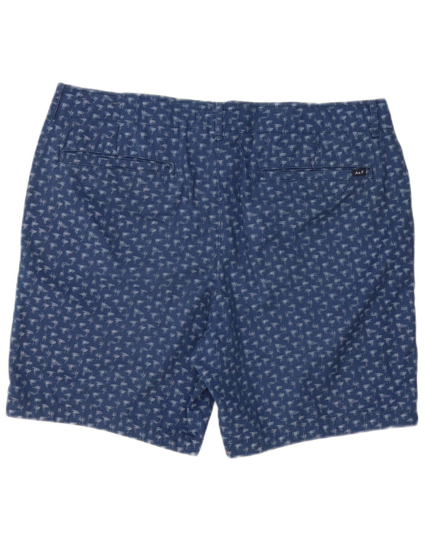 Abercrombie & Fitch Mens Abstract Pattern Chino Shorts W36 Large Navy Blue