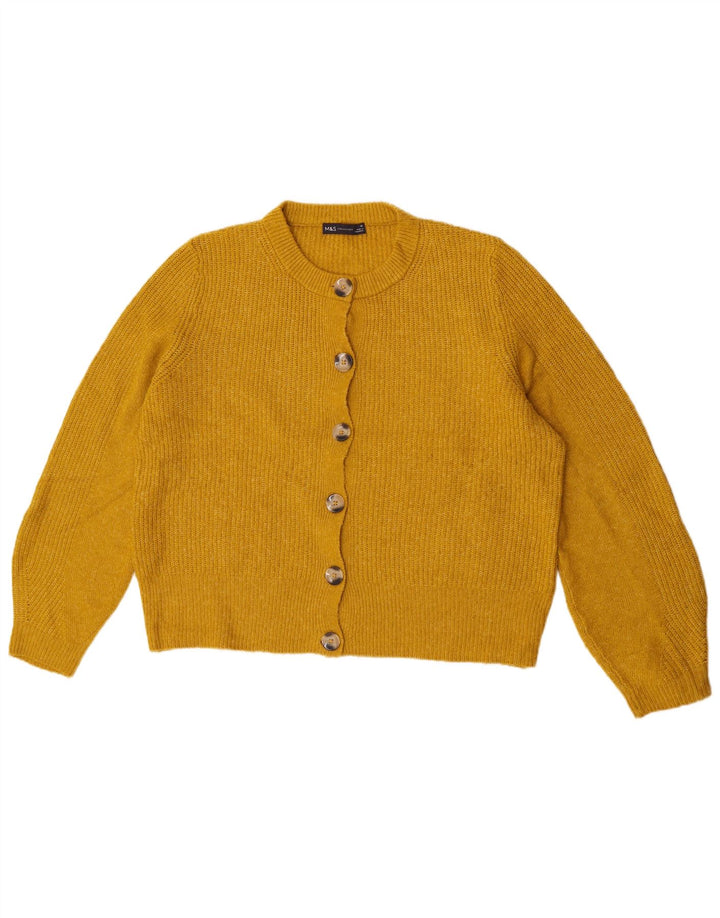 Marks & Spencer Womens Oversized Cardigan Sweater UK 16 Large Yellow
