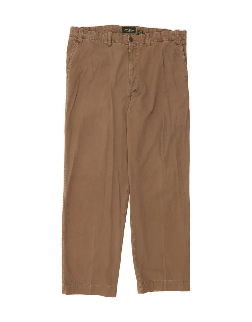 EDDIE BAUER Mens Classic Fit Straight Chino Trousers W40 L34 Brown Cotton Vintage Eddie Bauer and Second-Hand Eddie Bauer from Messina Hembry 