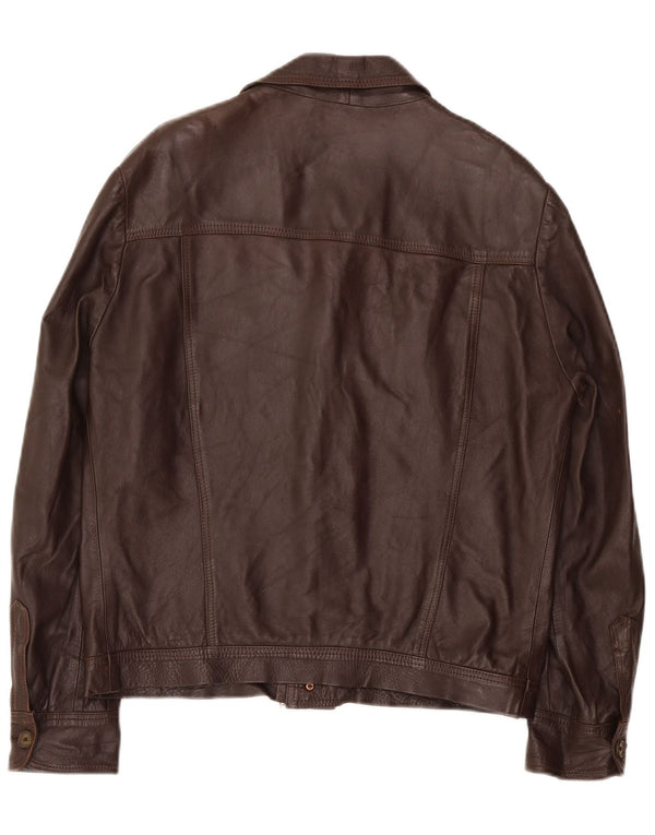 Vintage Mens Leather Jacket UK 36 Small Brown