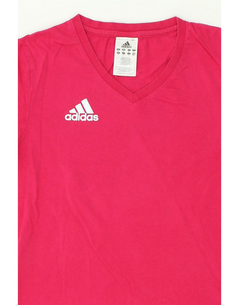 ADIDAS Womens Graphic T-Shirt Top UK 12 Medium Pink Cotton | Vintage Adidas | Thrift | Second-Hand Adidas | Used Clothing | Messina Hembry 